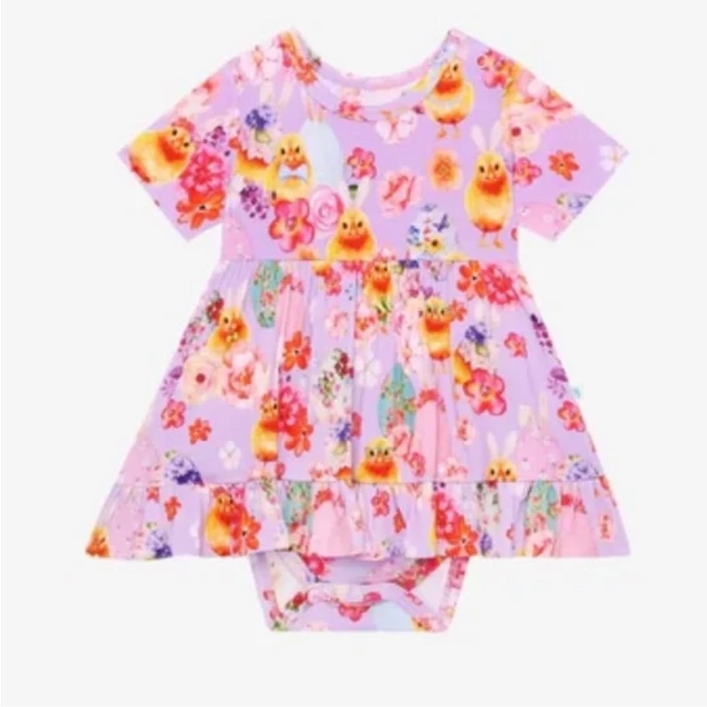 Posh peanut purple spring ruffled bodysuit dress 12-18 months